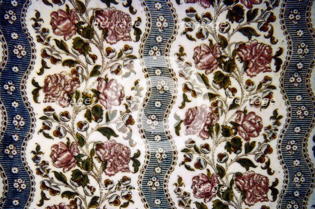 Panel Entitled "Blue Ribbon", France, 1760/64. Creator: Oberkampf Manufactory.