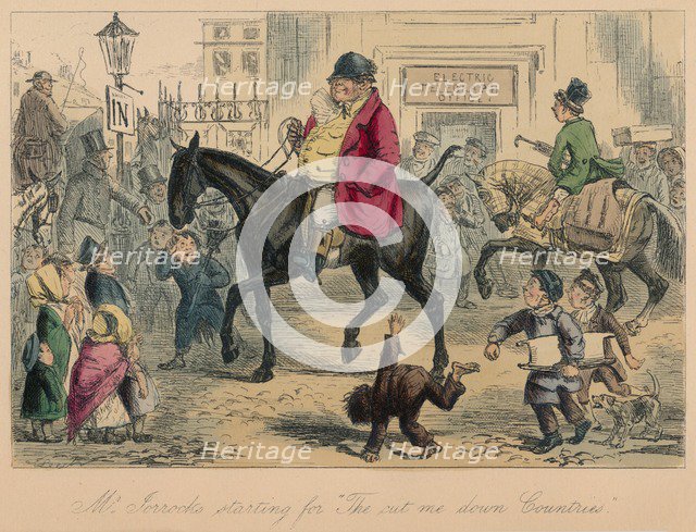 'Mr. Jorrocks starting for The cut me down Countries', 1854. Artist: John Leech.
