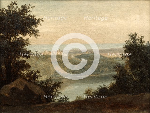 'Lake Nemi; in the background the city of Genzano', late 18th/early 19th century. Artist: Pierre Henri de Valenciennes