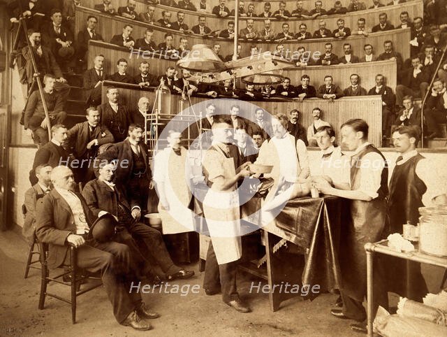 Sir William MacCormac about to perform a surgical operation at the Bellevue Hospital, New York, 1891 Creator: Unknown.
