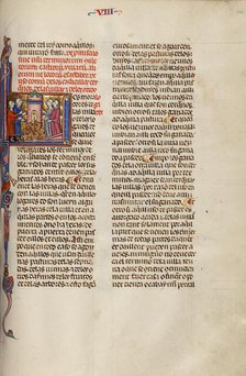 Initial L: Four Men Gathered around a Tower; Vidal Mayor, about 1290-1310. Creator: Unknown.