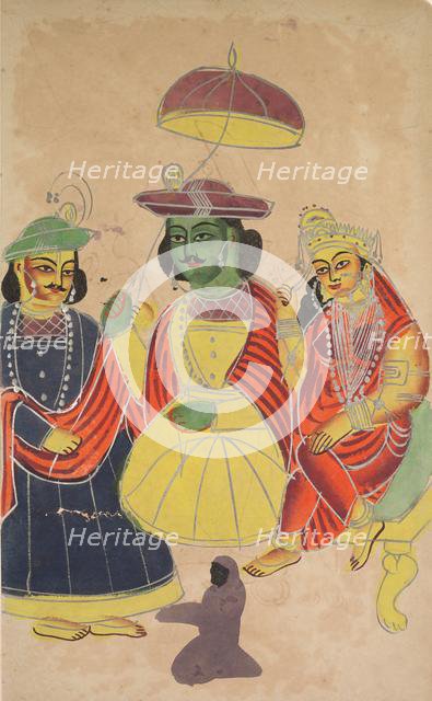 Rama and Sita Enthroned with Lakshmana and Hanuman Attending, 1800s. Creator: Unknown.