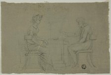 Man and Woman Seated at Table, n.d. Creator: Unknown.