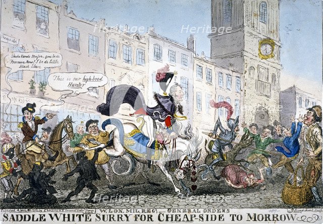 'Saddle white Surry for Cheapside to Morrow', 1812. Artist: George Cruikshank