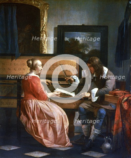 'A Man and a Woman seated by a Virginal', c1649-1667. Artist: Gabriel Metsu