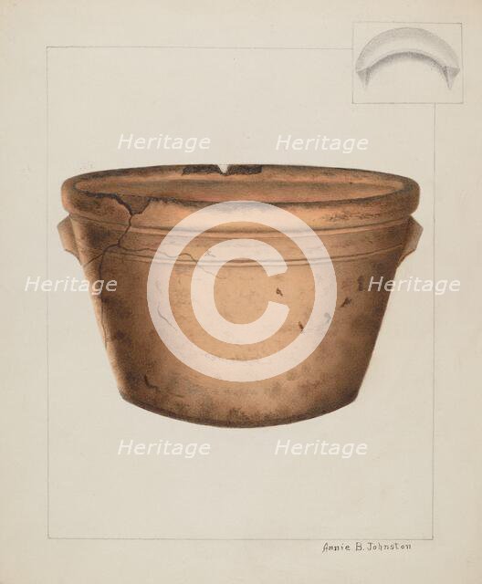 Pottery Flower Pot, c. 1937. Creator: Annie B Johnston.