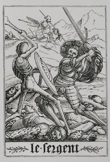 The Sergeant from "The Dance of Death", 1547, (1877). Creator: Unknown.