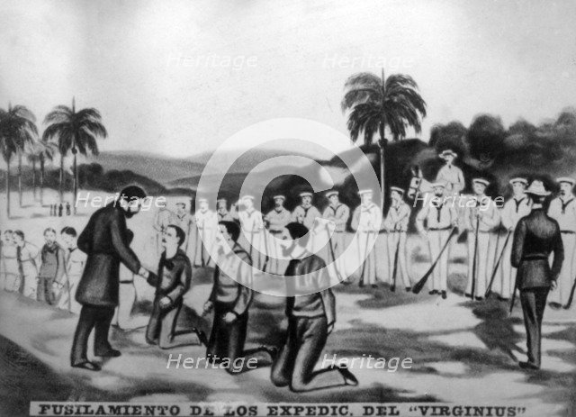 Execution of the Virginius crew members, (1873), 1920s. Artist: Unknown.