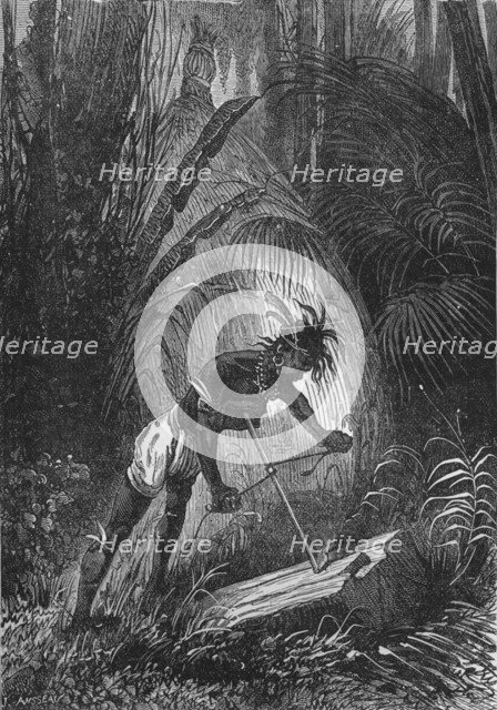 An Indian obtaining fire by friction, 1894. Artist: Unknown.