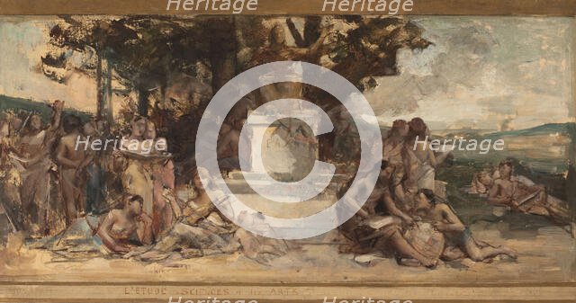 Sketch for the town hall in the 4th arrondissement: Study of science and the Arts, 1884. Creator: Leon Francois Comerre.