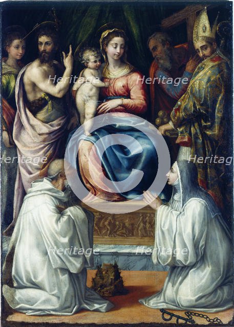 The Virgin with Saints Christina of Bolsena, John the Baptist, Philip, Nicholas…, 1540. Creator: Salviati (Rossi), Francesco (1510-1563).