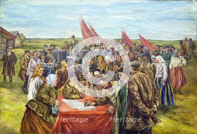The signing the government bonds, Mid of 1930s. Creator: Shestakov, Nikolai Ivanovich (1883-1937).