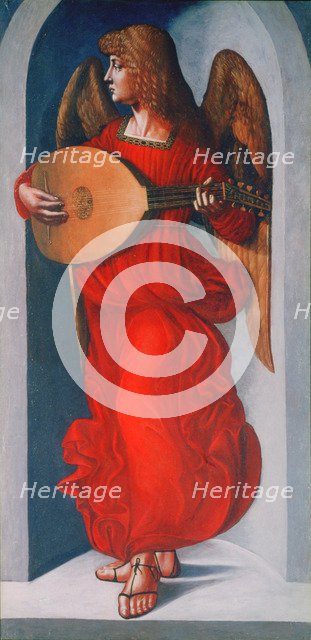 'An Angel in Red with a Lute', 1490-1499. Artist: Leonardo da Vinci