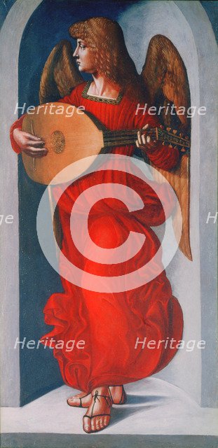 'An Angel in Red with a Lute', 1490-1499. Artist: Leonardo da Vinci