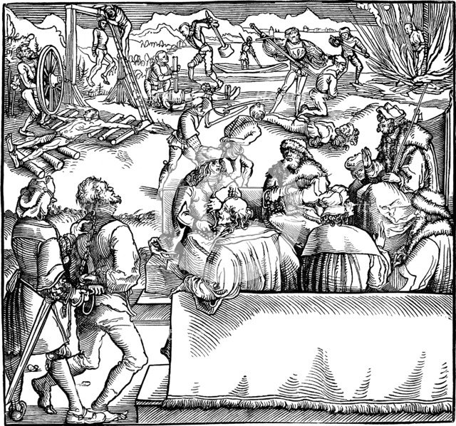 Court session. Illustration from the book Phisicke Against Fortune by Petrarch, 1532. Artist: Weiditz, Hans, the Younger (c. 1500-1536)