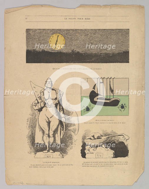 Caricatures of paintings by Daubigny and others in Le Salon Pour Rire, ca. 1868. Creator: Andre Gill.