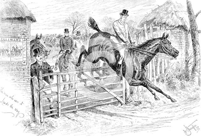 Advertisement for Elliman’s Embrocation: the man who uses it Leads the Way, 1890. Creator: William Stanfield Sturgess.