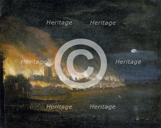 'The Great Fire of London, 1666', (c1666). Artist: Unknown