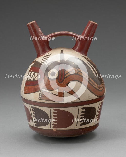 Double Spout Vessel Depicting an Abstract Shark with Human Attributes, 180 B.C./A.D. 500. Creator: Unknown.