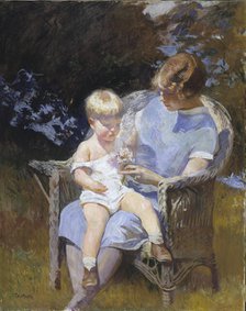 Marjorie and Little Edmund, 1928. Creator: Edmund Charles Tarbell.