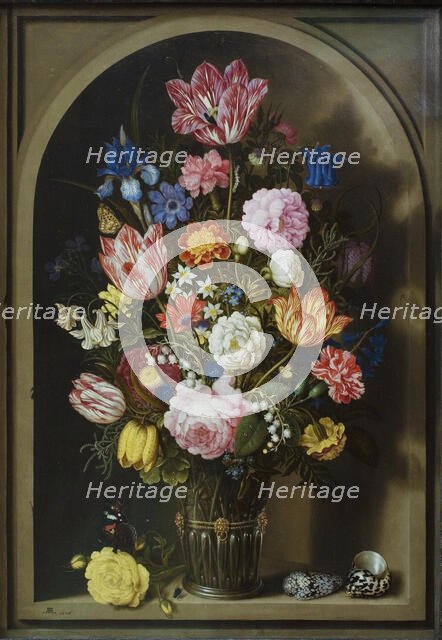 Bouquet of Flowers in a Stone Niche, 1618. Creator: Ambrosius Bosschaert the Elder.