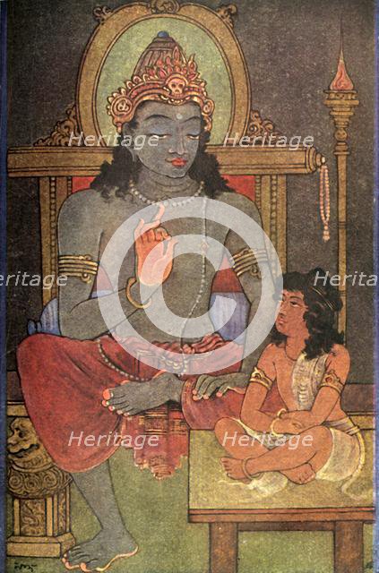 'Krishna instructing Arjuna', 1920. Creator: Unknown.