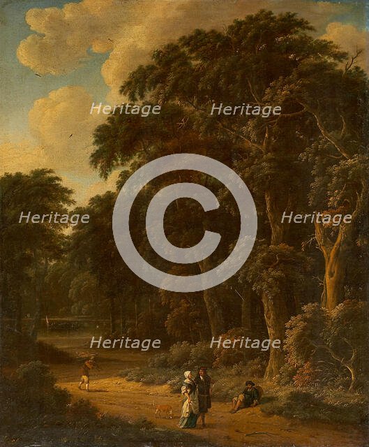 Forest Landscape with Forest Workers and People Strolling, c1673-1674. Creators: Salomon Rombouts, Johannes Lingelbach.