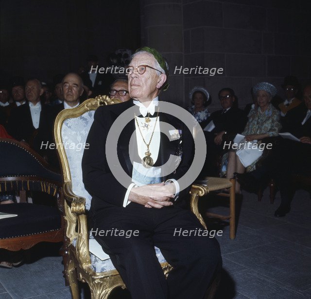 King Gustaf VI Adolf of Sweden appointed an honorary doctor, c1970s(?). Artist: Unknown