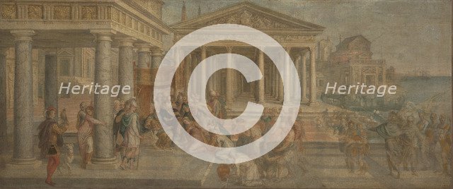 The Queen of Sheba before King Solomon, ca 1545. Artist: Sustris, Lambert (1515/20-after 1591)