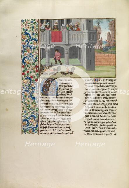 The Parable of Hens and Corn, c1380s; Chroniques (Book Three), about 1480-1483. Creator: Master of the Getty Froissart.