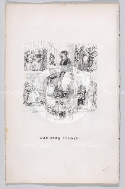 The Five Stages from The Complete Works of Béranger, 1836. Creator: Henry Isidore Chevauchet.