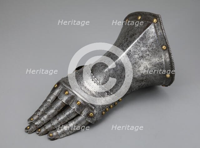 Fingered Gauntlet for the Left Hand, Germany, 1575/1600 with later restoration. Creator: Unknown.