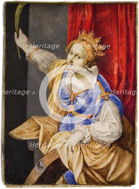 Artemisia Gentileschi as Saint Catherine of Alexandria, Mid of 17th cen.. Creator: Corvina, Maddalena (1607-1664).