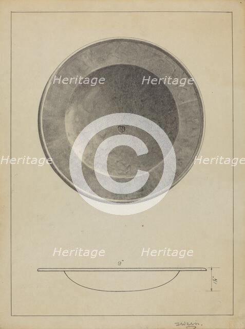 Silver Alms Dish, c. 1936. Creator: Simon Weiss.