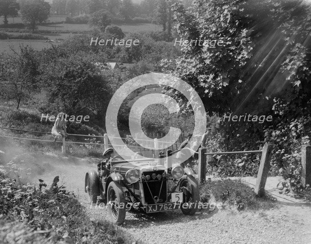 1933 Crossley Ten taking part in a West Hants Light Car Club Trial, Ibberton Hill, Dorset, 1930s. Artist: Bill Brunell.