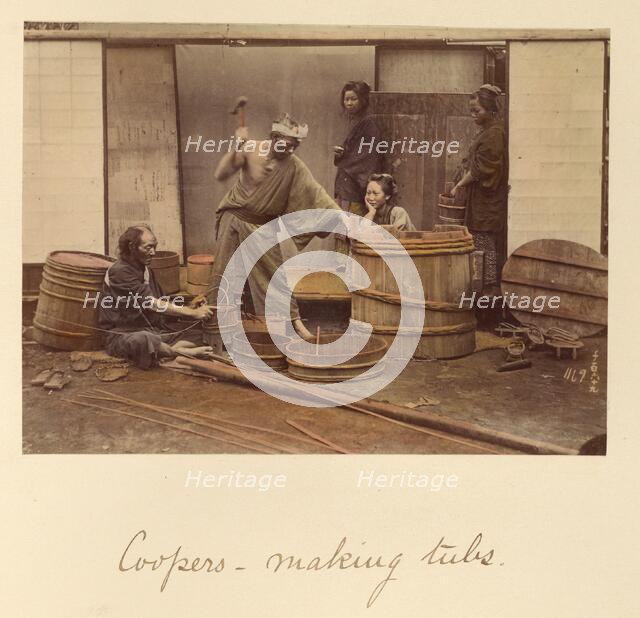 Coopers - Making Tubs, about 1873-1883. Creator: Shinichi Suzuki I.