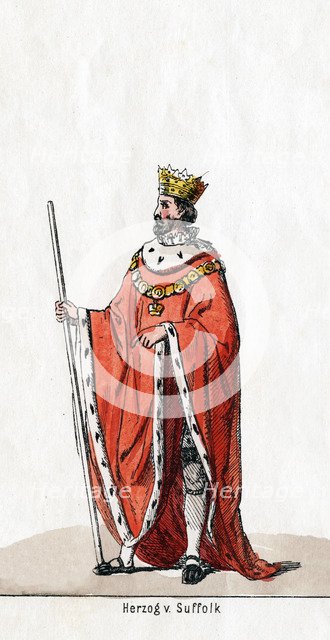 Duke of Suffolk, costume design for Shakespeare's play, Henry VIII, 19th century. Artist: Unknown