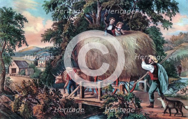 'Haying Time, The Last Load', 1868.Artist: Currier and Ives