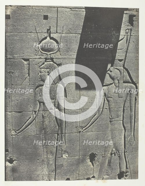 Kalabscheh, Sculptures De La Façade Postérieure Du Temple; Nubie, 1849/51, printed 1852. Creator: Maxime du Camp.