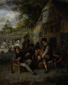 Country Inn with Hurdy-Gurdy Player, 1681. Creator: Cornelis Dusart.