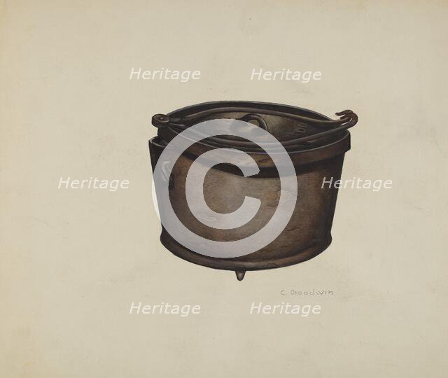 Iron Pot and Pot Hooks, c. 1937. Creator: Charles Goodwin.