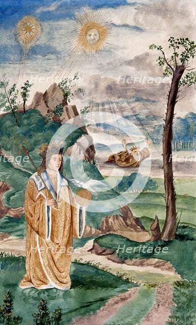 A prince, clad in gold, succeeds the King; representing a stage in the alchemical process, 1900-1909 Creator: Edith Annie Ibbs.