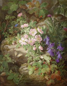 Still life with alpine flowers. Creator: Lauer, Josef (1818-1881).