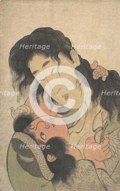 Yamauba Playing with the Young Kintoki, ca. 1795. Creator: Kitagawa Utamaro.