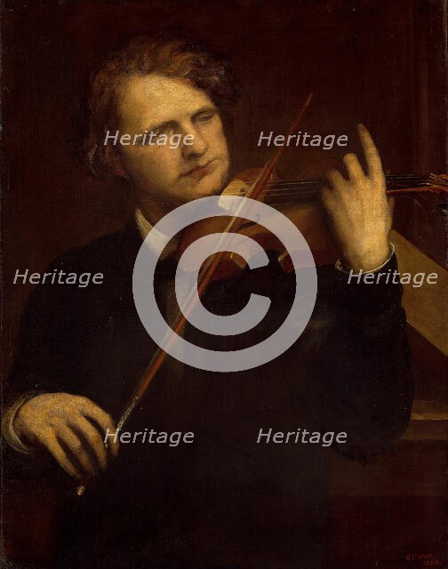 A Lamplight Study: Herr Joachim, 1868. Creator: George Frederick Watts.