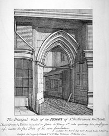 Gateway to the Church of St Bartholomew-the-Great, Smithfield, City of London, 1793. Artist: Anon