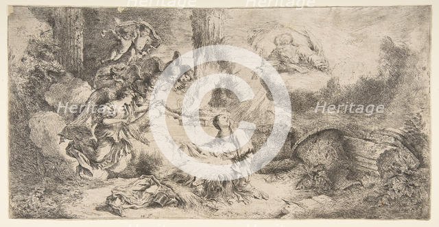 The Virgin and Child, God the father upper right, angels at left, ca. 1647-50. Creator: Giovanni Benedetto Castiglione.