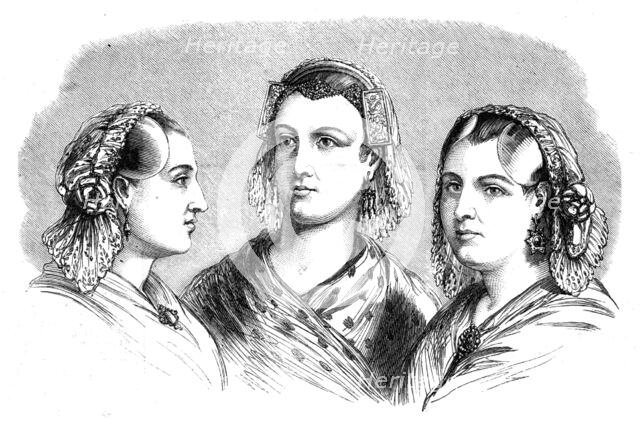 Head-dresses of Friesland women, 1861. Creator: Unknown.