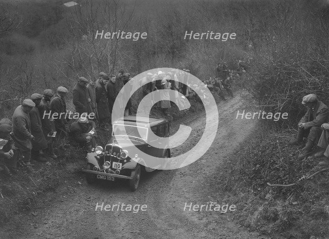 Standard saloon of AJ Borkett competing in the MCC Lands End Trial, 1935. Artist: Bill Brunell.