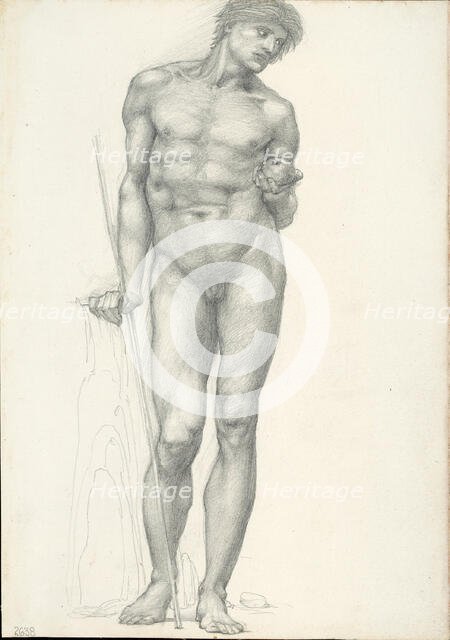 Paris with Golden Apple in Left Hand, for the Troy Triptych (sketchbook #2638), c. 1873-77. Creator: Sir Edward Coley Burne-Jones.